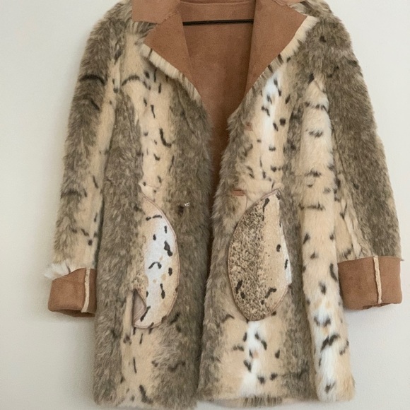 VTG Talbots women Size MP brown suede faux fur animal print reversible JacketNWT - Picture 15 of 16